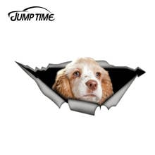 Jump Time 13cm x 5.8cm White tan cocker spaniel Decal for van laptop 3D Pet Graphic Vinyl Decal Car Window Bumper Car Sticker 2024 - buy cheap