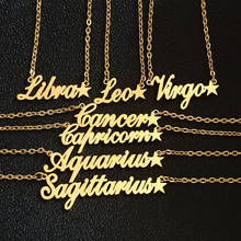 Collar con letras del zodiaco para mujer, joyería de Hip Hop, horóscopo, astrología, estrella, constelación, regalo de cumpleaños 2024 - compra barato