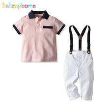 2020 New Spring Toddler Clothes Fashion Gentleman Short Sleeve Baby Boys T-shirt+White Pants Boutique Kids Clothing Set BC1211-1 2024 - buy cheap