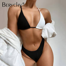 Sexy Black and White Patchwork Bikini Set Swimsuit Women Triangle Push Up Bikini Swimwear Brazilian Bathing Suit 2024 - buy cheap