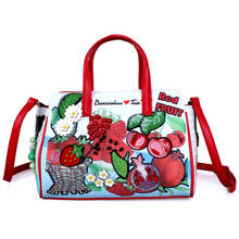 Women Bags Leather Patchwork Embroidery Handbag Girl Shoulder Bags Cross Body Bag Tote Braccialini Style Cartoon Delicious Fruit 2024 - buy cheap