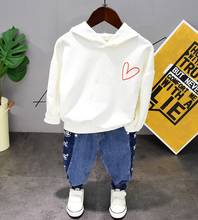 Hot-selling 2pcs Toddler Kids Cool Baby Boy long Sleeve Hooded Tops+ jeans Pants 2pcs boys Outfits Clothing Set 2-6years 2024 - buy cheap