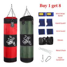 Saco de areia para boxe, 60cm 80cm 100cm 120cm, suspenso, gancho, saco de areia, treino de boxe, chute, karatê, com luvas, proteção de pulso 2024 - compre barato