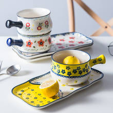 Japanese-style hand-painted ceramic tableware set home Western dish breakfast plate bread dessert fruite plate bowl dish set 2024 - buy cheap