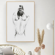 Female line drawing art canvas painting abstract naked woman after bath minimalism poster bathroom picture home wall decoration 2024 - buy cheap