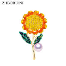 ZHBORUINI 2019 New Natural Pearl Brooch Sunflower Pearl Breastpin Gold Color Freshwater Pearl Jewelry For Women Gift Accessories 2024 - buy cheap