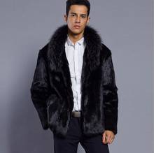 Autumn faux mink leather jacket mens winter thicken warm fur leather coat men short clothes jaqueta de couro fashion 2024 - buy cheap