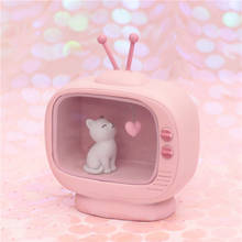 Mini lámpara con forma de gato para decoración del hogar, luz de Color rosa para bebés y niños, Material de resina con batería, cálida para dormitorio 2024 - compra barato