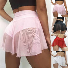 Mulheres saia transparente plissado senhoras saias de cintura alta elástica dança babados saia quente moda feminina mini saias 2024 - compre barato