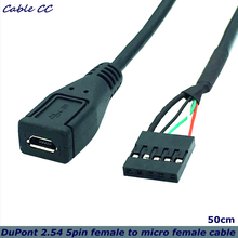 Micro cabo usb fêmea, 5 pinos fêmea para dupont 2.54 5pin fêmea u conector pcb fêmea cabo protetor usb cabo 5p dupont 2.54 0.5m 2024 - compre barato
