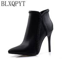 Autumn Winter Boots Women Pointed Toe Ankle Boots Thin Super zip High Heels10cm Sexy Pumps party Shoes woman Big Size 34-48 8746 2024 - buy cheap