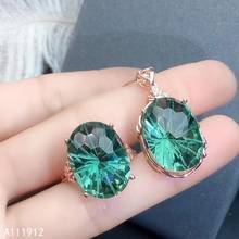KJJEAXCMY fine jewelry Green crystal 925 sterling silver women pendant necklace chain ring set noble 2024 - buy cheap