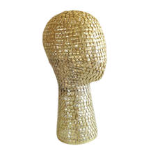 Cabeça de manequim com mostruário de peruca, 21 polegadas, modelo para peruca, chapéu, óculos de sol, cachecol, joias, toupee, suporte de exposição, dourado 2024 - compre barato