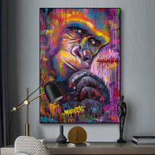 Thinking-pintura en lienzo de orangután para decoración del hogar, Arte abstracto de animales para pared, decoración para sala de estar, sin marco 2024 - compra barato