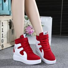 red sneakers women  High top Platform Sneakers women Casual Wedges shoes Womens Black Platform Vulcanize Shoes Women heel 6 cm 2024 - buy cheap