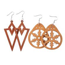 12 Pairs African Wooden Drop Earrings Bohemian Pendant Dangle Earrings Lightweight Ethnic Style Wood Earrings for Women 2024 - buy cheap