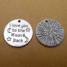 50pcs Saying Charms I love you to the moon and back 25mm x 25mm DIY Jewelry Making Pendant antique silver color 2024 - buy cheap