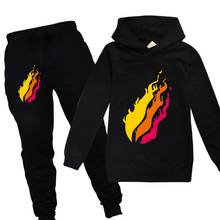 2-15Y Fashion baby suit Pure cotton sportswear Hoodie Pants 2pcs Set Print Sportsuit flame Boys Clothing Toddler Girl Outfits 2024 - buy cheap