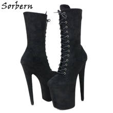 Sorbern Mid Calf Boots Women Faux Suede Platform Pole Dancing Shoes For Exotic Dancer Stripper 8 Inch High Heel Boots Custom 2024 - buy cheap