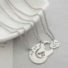 Fashion Charm New Style Jewelry Little Middle Big Sister Pendant Three Piece Love Heart Necklace Best Friends Forever Necklace 2024 - buy cheap