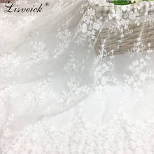 Tela de encaje con bordado de flores, 1 yarda, alta calidad, falda, vestido de boda, tela hecha a mano DIY 2024 - compra barato