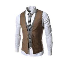 Men Suit Vest Warm Vest Jacket Waistcoat Sleeveless V Neck Single-breasted Slim Gilet Business Suit Top Waistcoat Groomsmen Vest 2024 - buy cheap