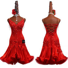 Latin Dance Dress Adults Shiny Rhinestones Red Sexy Backless Competition Dresses Salsa Rumba Chacha Samba Stage Show Wear DN4864 2024 - buy cheap