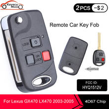 KEYECU Replacement Flip Remote Key Fob 3 buttons 4D67 Chip for Lexus GX470 LX470 2003 2004 2005 FCC ID: HYQ1512V 2024 - buy cheap