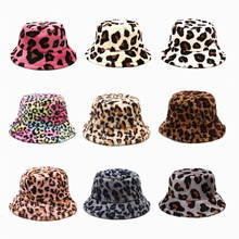 Newest women leopard print faux fur bucket hat Thick warm Fisherman cap Panama gorros 2024 - buy cheap