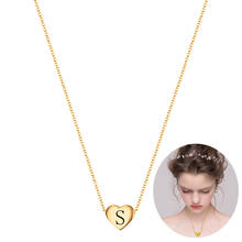 Fashion Gold-Color Stainless Steel Heart Pendant Necklace For Girls Child Kids Jewelry  Initial Alphabet Necklaces 2024 - buy cheap