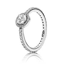 925 prata esterlina pandora anel pavimentar elegância clássica com anéis de cristal para festa de casamento feminino presente jóias finas 2024 - compre barato