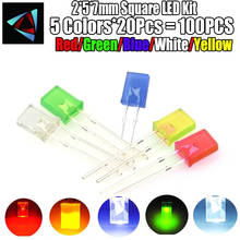 Kit de diodo emisor de luz, conjunto de diodo LED cuadrado de 2x5x7, 100, rojo, amarillo, verde, azul y blanco, 5 colores, 257 unids/lote 2024 - compra barato