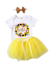 Боди и юбка-пачка для девочек 0-24 месяцев, с цветочным принтом 2024 - купить недорого