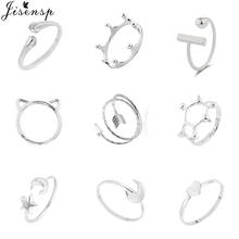 Jisensp anel de unissex ajustável, simples, de cristal, flecha, estrela, lua, anéis para mulheres, meninas, noivado 2024 - compre barato