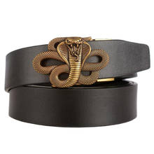Cinturón occidental de piel de serpiente para hombre, hebilla automática, moda de negocios, cinturón para hombre 2024 - compra barato