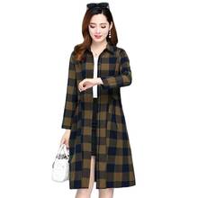 Women's Trench Coats Spring Autumn Single-breasted Plus Size 5XL Thin Coat Lady Fashion Casual Cotton Linen Long Windbreaker 2024 - купить недорого
