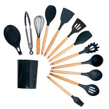 Silicone Kitchen Tools Set Cooking Tools Utensils Set Spatula Shovel Soup Spoon with Wooden Handle Special Heat-resistant Design 2024 - buy cheap