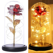 Glass Rose w/ Lights Enchanted Rosese Artificial Flower Rose Perfect Women Gift for Wedding Valentine's Day Anniversary Birthday 2024 - buy cheap