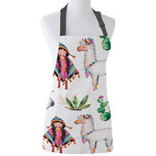 Kitchen Apron Indain Girl And Lama Adjustable BBQ Bib Canvas Aprons For Women Cooking Baking Restaurant Kids Apron Pinafore 2024 - buy cheap
