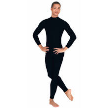 Men's Black Unitard Adults Mock Neck Spandex Lycra Zentai Suits Tights Stretch Bodysuit Dancewear Stage Theater Costumes 2024 - buy cheap