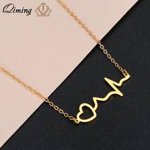 QIMING Sweet Love Heart Necklace For Women Stainless Jewelry Heartbeat Necklaces & Pendants Medical Nurse Doctor Lover Collars 2024 - buy cheap