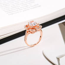 Classical Rose Gold Color Crystal  Wedding Engagement Rings for Women Geometry Flower Rings Bague Femme Jewelry Whole Sale 2024 - buy cheap