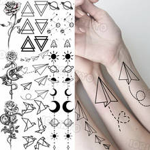 Creative Paper Airplane Small Temporary Tattoos For Women Girls Flower Snake Outer Space Moon Fake Tattoo Sticker Forearm Tatoos 2024 - buy cheap