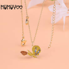 SWA Original Fashion Jewelry High Quality Charm Cute Little Yellow Duck Crystal Pendant Canary Time Necklace Women's Gift 2024 - buy cheap