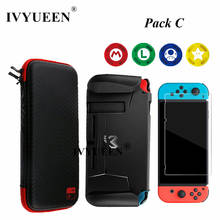 IVYUEEN 7 in 1 for NintendoSwitch NS Console Travel Carrying Bag & Tempered Glass Film & Hard Case Shell Analog Thumb Grip Cap 2024 - buy cheap