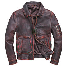 Chaquetas de cuero genuino para hombre, abrigo informal de cuero de vaca para motocicleta, 5XL talla grande, otoño, 2021 2024 - compra barato