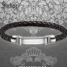Men's Bracelet Woven Leather Wrap with Spring Crap New silver color Fashion Jewelry Classic Punk Gift Men Women Girls thomas 2024 - buy cheap