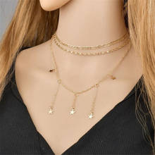 Colar de estrela, colar feminino com pingente de ouro, moda feminina, múltiplas camadas, presente, joia de festa 2024 - compre barato