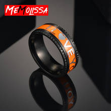 Светящиеся флуоресцентные светящиеся буквы обручальное кольцо для мужчин из нержавеющей стали I Love You кольца для женщин 2024 - купить недорого