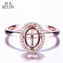 HELON Women Diamond Ring Solid 14K Rose Gold Natural Diamonds Jewelry Semi Mount Engagement Wedding Ring Setting Fit 8x6mm Oval 2024 - купить недорого